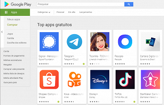 Signal e Telegram lideram o ranking de Apps Gratuitos na Play Store. (Imagem: Oficina da Net)
