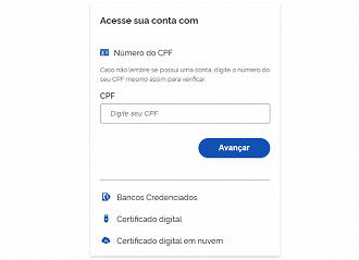 Faça login com sua conta GOV.BR. Foto: Printscreen.