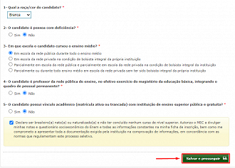 Questionário do ProUni. Foto: Printscreen.