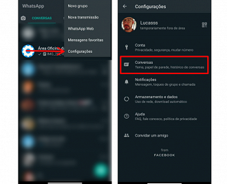 Vá até às configurações. Foto: Printscreen/Lucas Ribeiro.