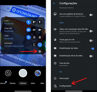 Acesse às configurações da GCam. Foto: Printscreen por Lucas Ribeiro.