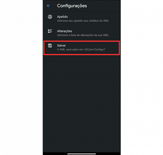 Salve um XML, não é preciso adicionar um nome. Foto: Printscreen.