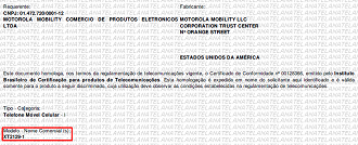 Modelo Motorola de código XT2129-1 é visto recebendo a certificação da ANATEL. (Imagem: ANATEL)