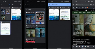 Funcionamento do layout de guias do navegador Chrome para Android. Fonte: 9to5google