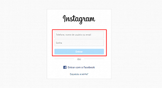 Faça login. Foto: Printscreen.