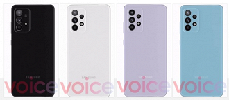 O Galaxy A52 5G será oferecido em quatro cores diferentes. (Imagem: Reprodução/Voice)