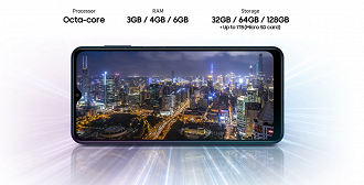 O Galaxy M12 oferece três opções de configuração interna. (Imagem: Samsung / Reprodução)