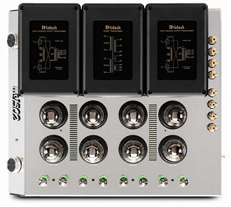 Transformadores Unity Coupled Circuit (blocos pretos) do amplificador valvulado McIntosh MC1502. Fonte: McIntosh Laboratory