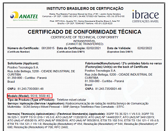 O certificado exibe dois códigos de modelo: S509 4G e S518. (Imagem: Anatel)
