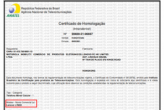 O modelo L79031 aparece como aparelho da Lenovo. Em outubro ele passou como Motorola. (Imagem: Anatel)