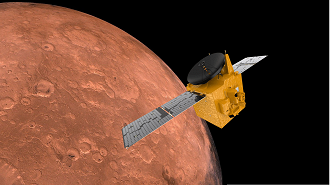 Hope, dos Emirados Árabes é primeira a chegar em Marte. (Imagem: MBRSC - UAE / Reprodução)