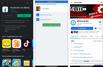 Interface do Facebook Lite. Foto: Printscreen por Lucas Ribeiro.