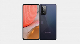 Possível design oficial do Galaxy A72 4G.  (Imagem: OnLeaks/Voice)