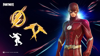 Skin, emote e itens baseados no super-herói The Flash da DC para Fortnite. Fonte: Fortnite