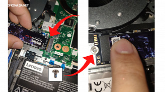 Insira o SSD até ouvir um click. (Foto: Oficina da Net/Lucas Ribeiro).