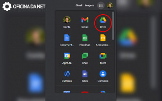 Selecione o Drive dentro do menu de aplicativos do Google Chrome