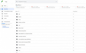 Nosso menu do Google Drive já mostra vários arquivos que temos armazenados.