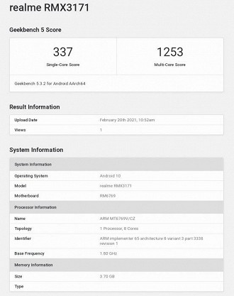 Especificações do 30A. (Foto: Reprodução/Geekbench).