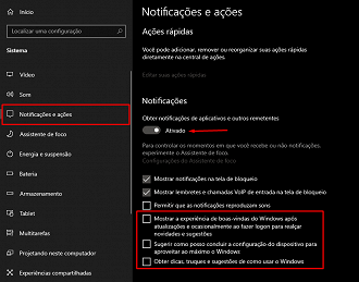 Desative as três últimas opções. (Foto: Printscreen por Lucas Ribeiro).