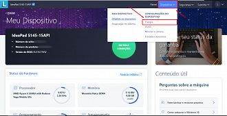 Interface do Lenovo Vantage, (Foto: Printscreen por Lucas Ribeiro).