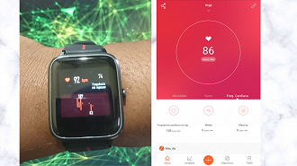 Batimentos cardíacos podem ser acompanhados em tempo real pelo relógio e aplicativo. (Imagem: Adalton Bonaventura / Oficina da Net)