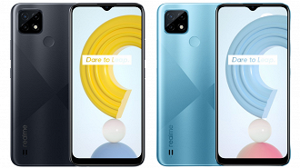 realme C21 é oficial nas cores preto e azul. (Imagem: Divulgação / realme)