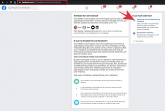 Clique em Gerenciar sua atividade fora do Facebook.