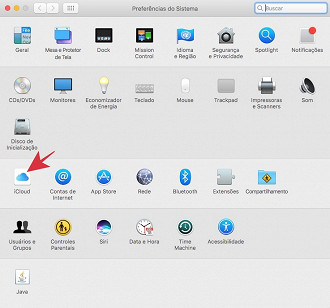 Clique em iCloud. Clique em iCloud.