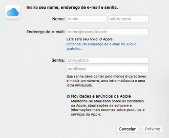 Insira seus dados pessoais, escolha uma senha e clique em Próximo. Insira seus dados pessoais, escolha uma senha e clique em Próximo.