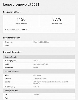 Resultado dos testes de benchmark. (Imagem: Geekbench)