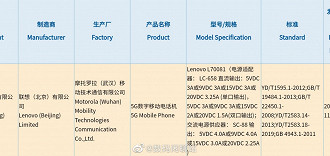 Certificado do suposto Legion Phone 2 liberado pela 3C. (Imagem: Reprodução / 3C)