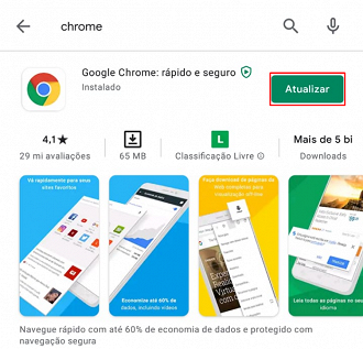 Como atualizar o Google Chrome no Android. (Imagem: Captura de tela por Adalton Bonaventura)