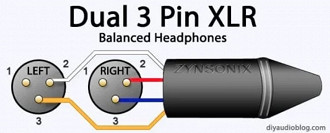 Dupla de cabos com conector XRL 3 pinos. Fonte(source): diyaudioblog.com