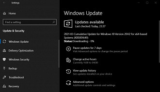 2021-03 Atualização cumulativa para Windows 10 versão 20H2 para sistemas baseados em x64 (KB5001649). Fonte: windowslatest