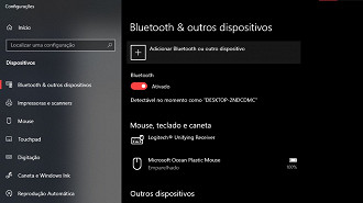 Como parear um fone de ouvido sem fio Bluetooth no Windows 10. Fonte: Vitor Valeri