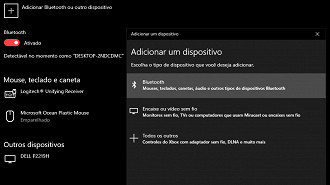 Como parear um fone de ouvido sem fio Bluetooth no Windows 10. Fonte: Vitor Valeri