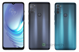 Motorola G50 estará disponível nas cores azul e cinza. (Imagem: Reprodução / ealntech)