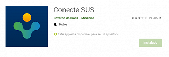 Aplicativo do Conecte SUS. (Foto: Printscreen/PlayStore.