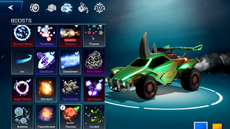 A personalização de veículos em Rocket League Sideswipe.