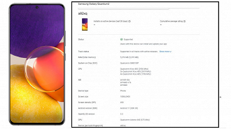 Suposto design e ficha técnica do Galaxy A82.  (Imagem: Reprodução/Mukul Sharma/Twitter)