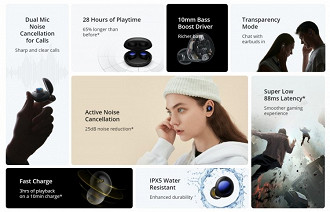Fone in-ear Bluetooth TWS Realme Buds Air 2 Neo. Fonte: gsmarena Fone in-ear Bluetooth TWS Realme Buds Air 2 Neo. Fonte: gsmarena