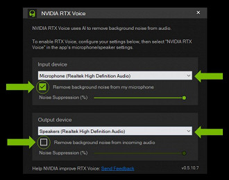 Programa NVIDIA RTX Voice. Fonte: NVIDIA