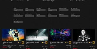 Tela de filtros do site Movie of the Night. Fonte: Movie of the Night