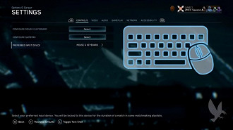 Menu de Halo com a opção de mouse e teclado. Fonte: theverge