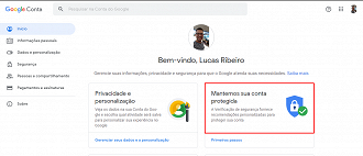 Acesse a opção de segurança da conta. (Foto: Printscreen por Lucas Ribeiro).