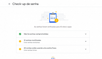 Verifique a segurança das senhas, (Foto: Printscreen).