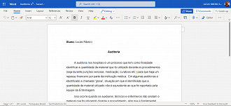Interface do Word online. (Foto: Printscreen por Lucas Ribeiro).