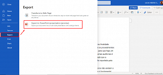 Exporte para PowerPoint. (Foto: Printscreen por Lucas Ribeiro).