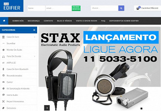 Anuncio de venda de produtos Stax no Brasil através da Edifier. Fonte: Edifier