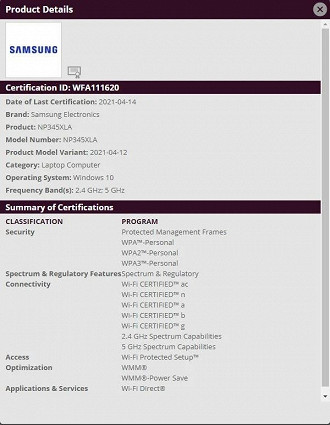 Galaxy Book Go certificação. (Foto: Reprodução).